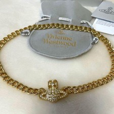 Vivienne Westwood Graziella Orb Choker Necklace Gold W/Pouch