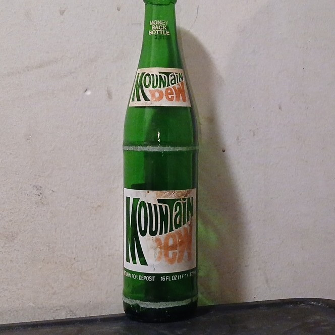Mountain Dew Vintage Green Glass Bottle Advertising Collectible Soda