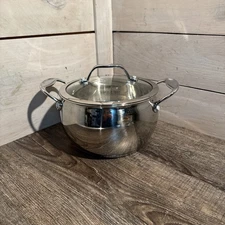 DAVID BURKE Gourmet Pro Stainless Steel Riveted Cast Handles Stock Pot 3 Quart