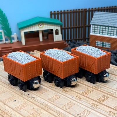 Wooden Railway 3 Narrow Gauge Rust Quarry Trains  Custom for  Thomas Train