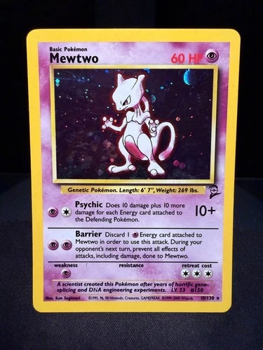 Pokemon TCG Mewtwo 10/130 Base Set 2 Holo Rare (NM)