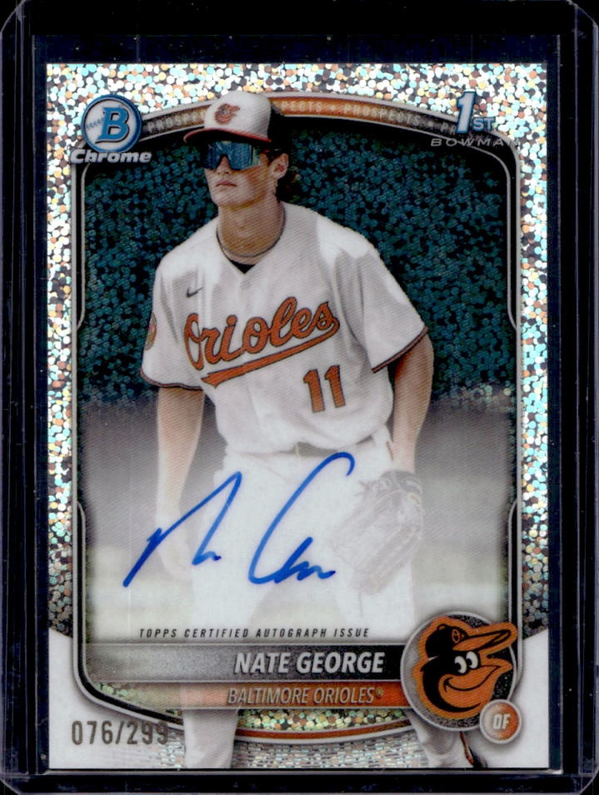 2025 Bowman Chrome Nate George Auto Speckle Refractor 1st Prospect #76/299