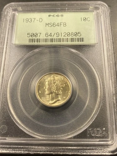 1937-D Mercury Dime PCGS MS64FB Silver 10C Denver Uncirculated