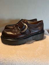 VTG 90 s Dr Martens Monk Strap Leather Shoes Size 3 Made England Chunky Sole