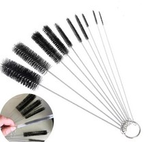 10 Straw Cleaning Brushes Nylon Bristle Stainless Steel Wire Drink Pipe Cleaner