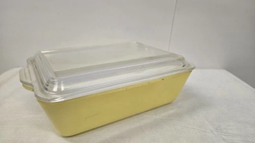 Vintage Pyrex Refrigerator Casserole Dish Ribbed Lid 503B-C Yellow