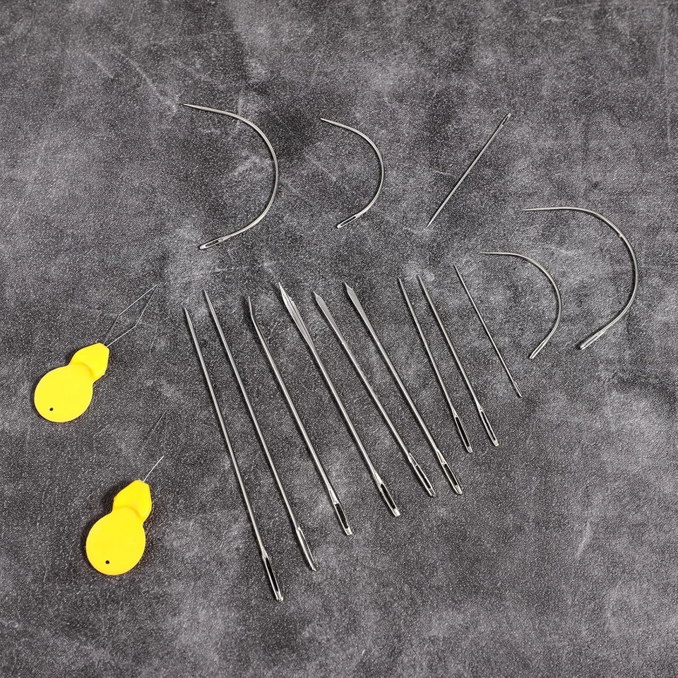 Ledernadel Set 14 Stück Gebogene Sattlernadeln mit Nadeleinfädlern für Leder - Bild 3 von 4