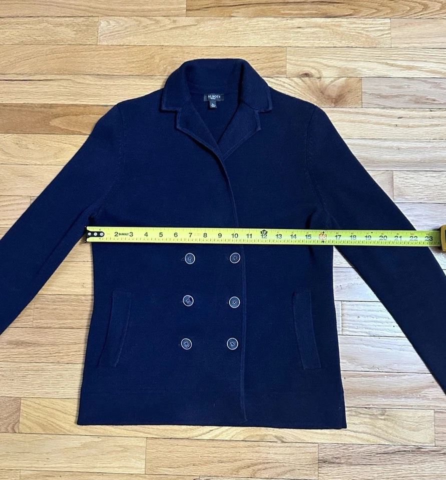 全新无标签女式 Talbots 双排扣棉混纺开衫 尺寸 SP — 第 3/4 张图片