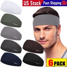 Sport Headbands, 6 Pcs Unisex Sweat Absorbent Headband for Fitness Workout Runni