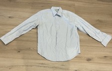 Valentino Blue Herringbone Pattern Button Up Shirt Men  s Size 42 - 16 1/2