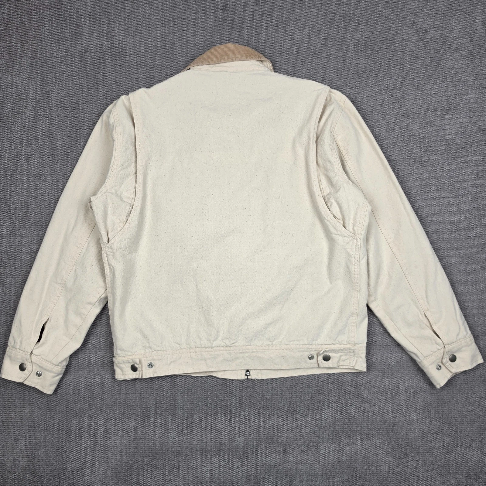 Wallace & Barnes Canvas Work Jacket Mens Medium Cream Corduroy Collar Full Zip image 3