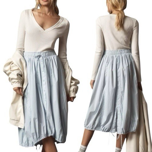 Anthropologie Daily Practice Long-Sleeve Twofer V-neck Midi Dress Size L