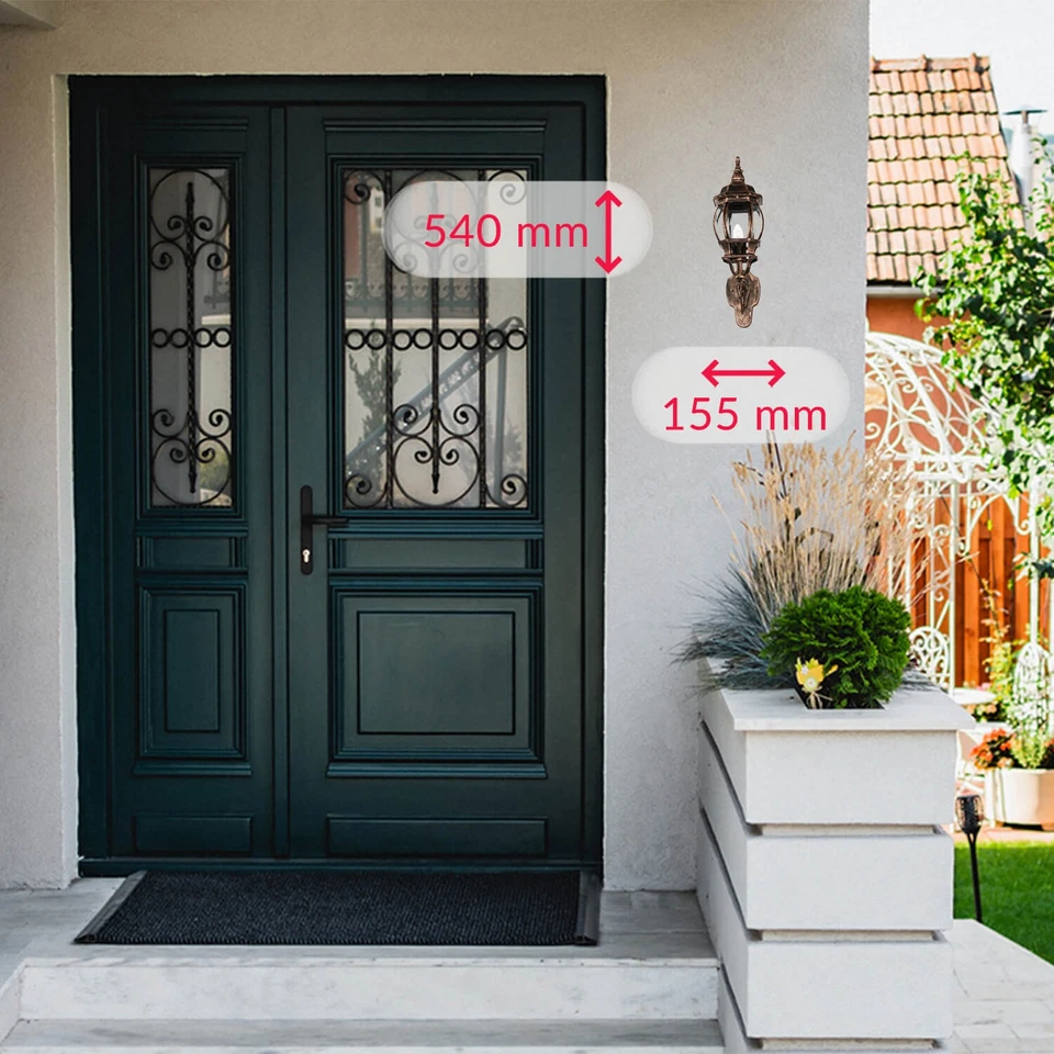 Außenlampe Wand E27 H: 54 cm IP23 Kupfer Schwarz Antik Rustikal Laterne Leuchte - Bild 3 von 4