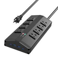 Power Strip 8 Outlets 4 USB 20A 12 Gauge 6 FT Cord Metal JUNNUJ Heavy Duty Ports