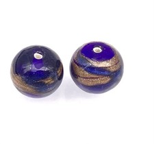 Authentic Czech Glass Cobalt Blue Round Lamp work Beads-14mm