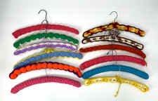 Vintage Crochet Covered Wooden Clothes Hangers Lot of 12 Granny Core MCM