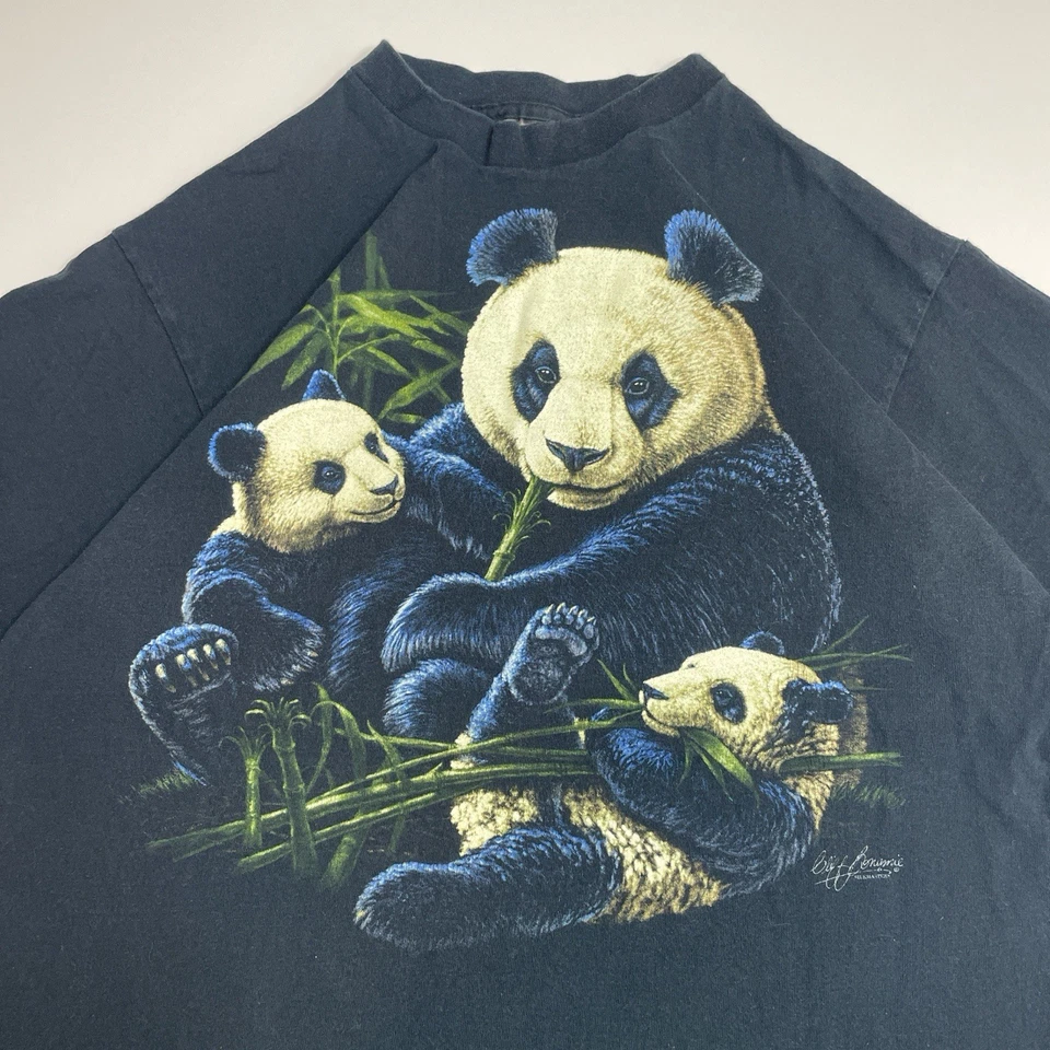 Camiseta De Colección Años 90 Osos Panda Naturaleza Bambú Animal Gráfico L Hecha en EE. UU. Foto 2 de 4