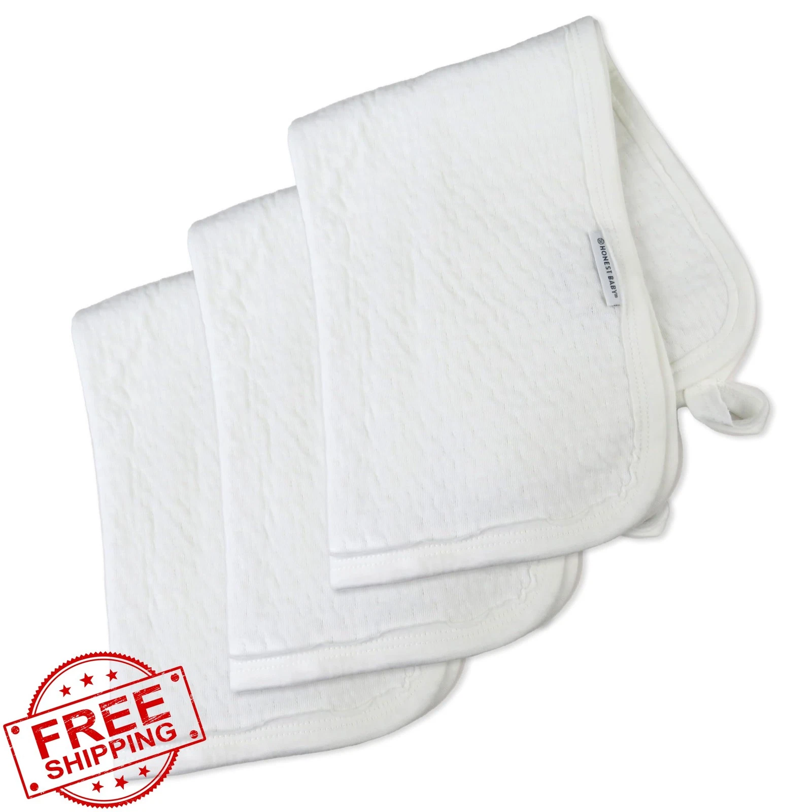 HonestBaby 3pk Matelasse Burp Cloth One Size Bright White