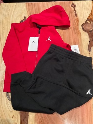 NEW NWT NIKE AIR JORDAN BOY'S SET RED HOODIE & BLACK JOGGER SWEATPANTS 3T Girls