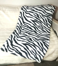 Zebra Print Throw Blanket Fur soft plush 48x59, luxury glamour modern couch bed