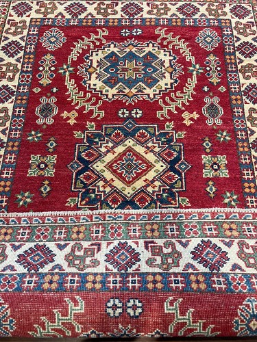 Tribal Rug Geometric Kazak Handmade 3x5 Wool Oriental Carpet - Picture 8 of 8