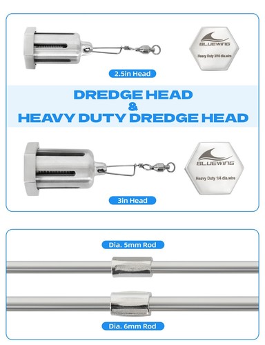 Cabezal de dragado de pesca plegable BLUEWING 20 pulgadas/36 pulgadas/48 pulgadas 2,5 pulgadas/5 mm vendedor de EE. UU. - Imagen 18 de 21