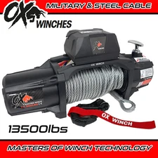 OX ELECTRIC WINCH MILITARY STYLE 13500lb  WINCH - STEEL CABLE WIRE ROPE & TORCH