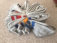 6 Pairs Vintage 1970s 80s Men's Striped Athletic Tube Socks Over Calf Long