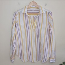 Loft Outlet Striped V-neck Lightweight Popover Top Womens Size XS