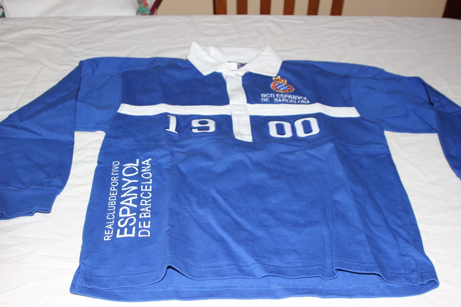 POLO OFICIAL DEL RCD ESPANYOL ANTIGUO DE LA MARCA DEL CLUB TALLA 14 DRAPS