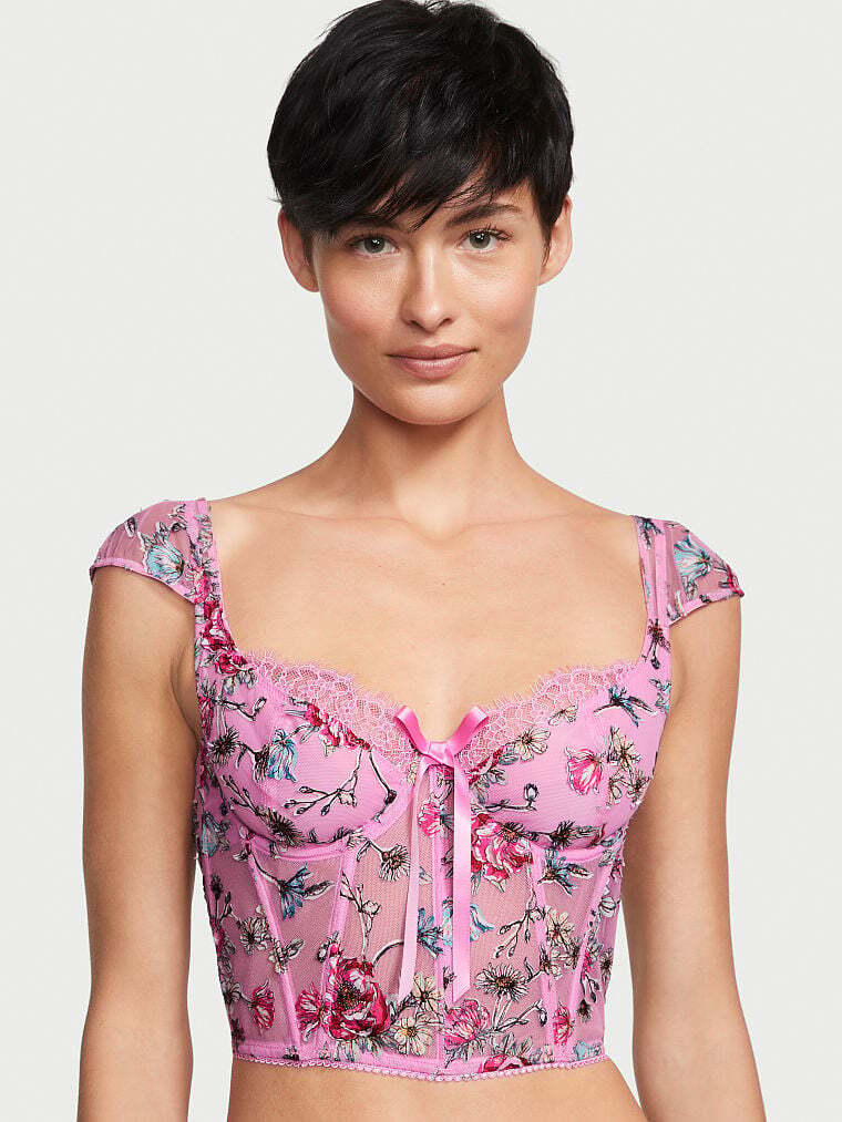 victoria secret floral lace top
