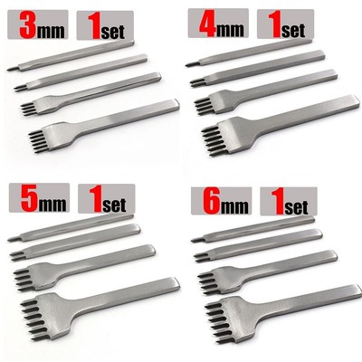 Zuverlässiges Leder Nähen Meißel Werkzeug Kit mit 4 Zinken Locher 3/4/5/6 mm