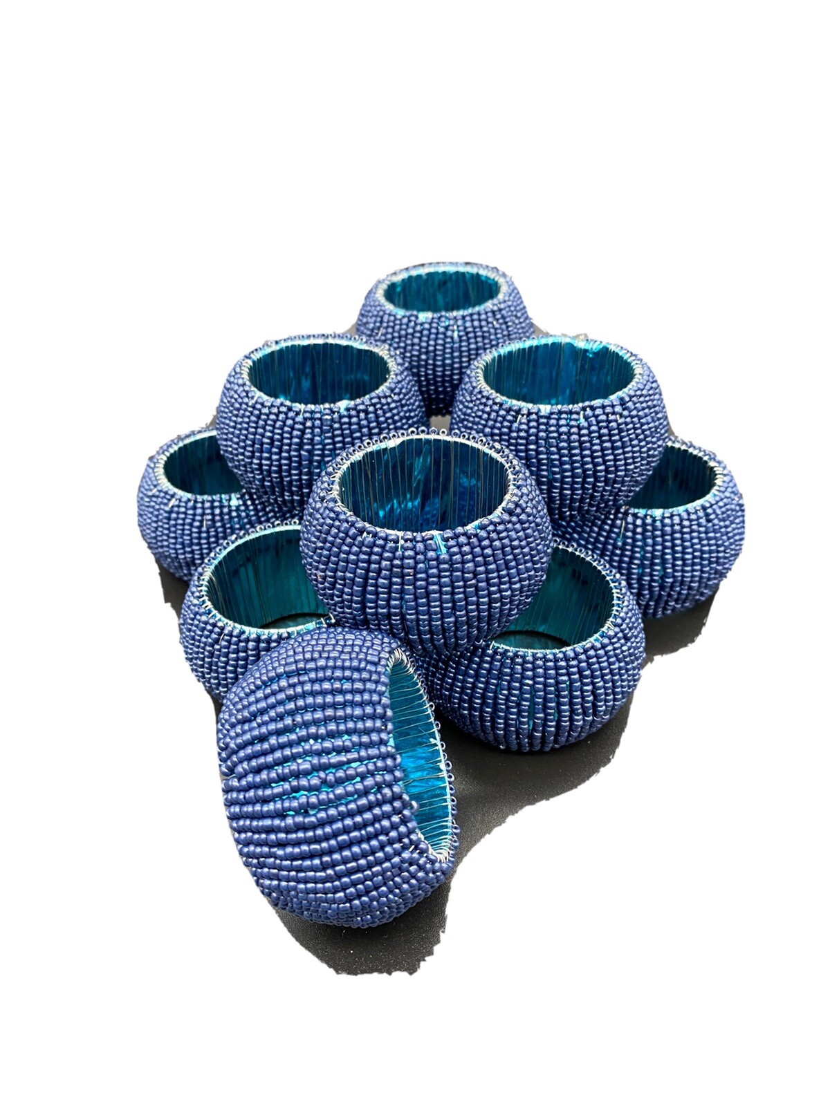 Blue beaded napkin rings Set Of 12 eBay