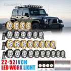 Round Linkable Spotlight 22"/32"/42"/52inch Osram LED Driving Light Bar Work 4WD