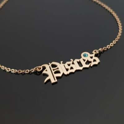 Pisces Necklace With Birthstone Zodiac sign Pendant Astrology Pisces Horoscope