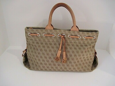 Dooney Bourke Brown Canvas Leather Trim Vintage Monogram Handbag