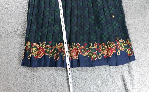 Leslie Fay Dress Vintage 14 Green Geometric Print Pleated Button Secretary USA - Picture 5 of 6