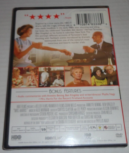 Mrs.Harris* DVD Annette Bening & Ben Kingsley 95 Mins HBO*NEW *Stiill Sealed!!!* - Picture 2 of 2