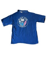 Vtg 1986 Beach Club Hawaii T-Shirt Blue Poly Tees Surfboard Palm Trees Single St