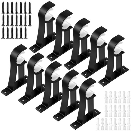 Curtain Rod Bracket, Heavy Duty Curtain Rods Holders Black Curtain Rod Hooks ...