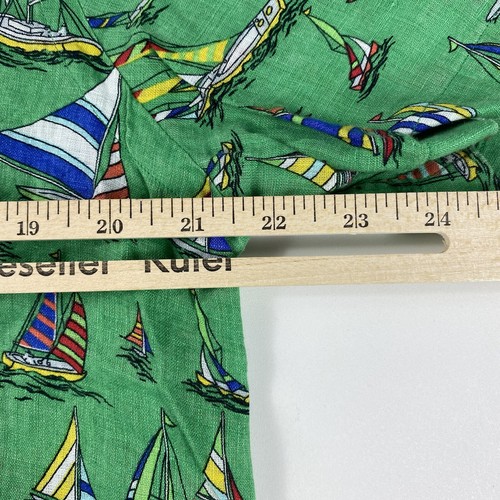 Ralph Lauren Linen Sail Boat Pattern Shirt Adult M Green Nautical Long Sleeve - Picture 8 of 11
