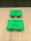 Two Lot Vintage Fisher Price Little People Green On White 2 Seat Passenger Cars