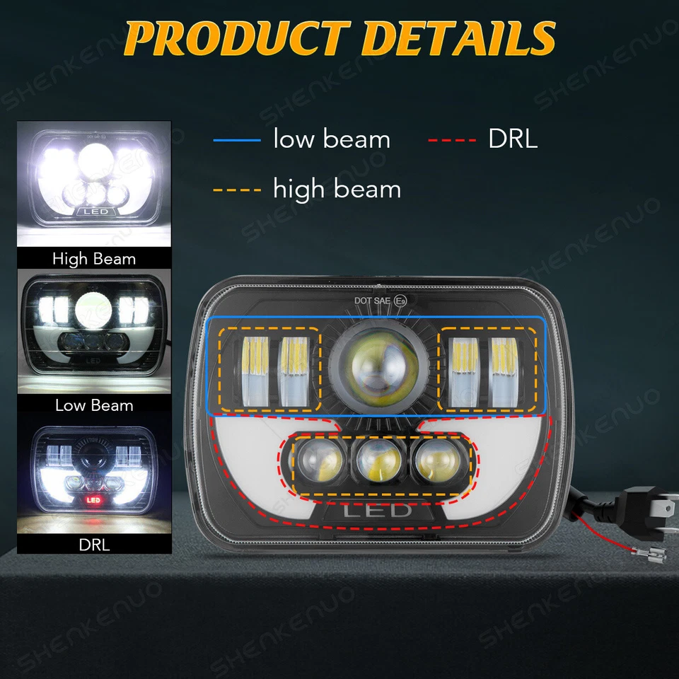 Faros LED 7X6 5x7 DRL alto bajo para camión de volteo Ford F600 F700 F800 Ft800 C12 Foto 4 de 4