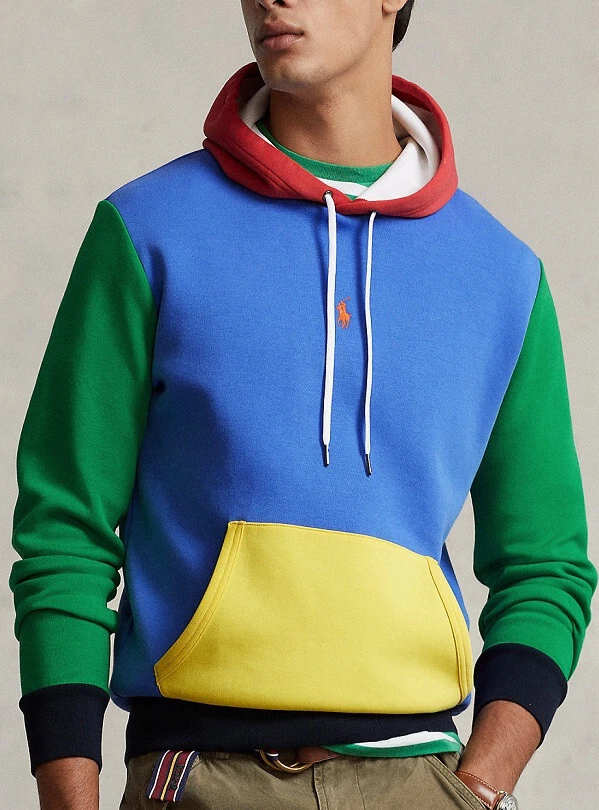 Polo color top blocked hoodie