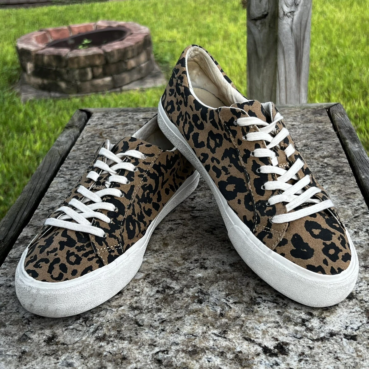 Madewell Sidewalk Low Top Sneakers Leopard Print Recycled Canvas