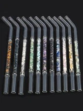 Natural Crystal Quartz Gravel Glass Pipette Amethyst Energy Health Drink Straw