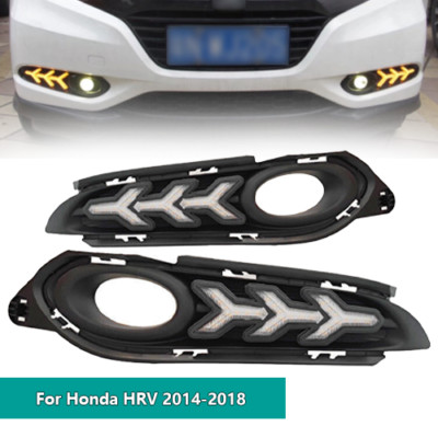 Fit for 2014-2018 Honda HRV H-RV 3 Color DRL Front Fog Light W/ Turn Signal Lamp