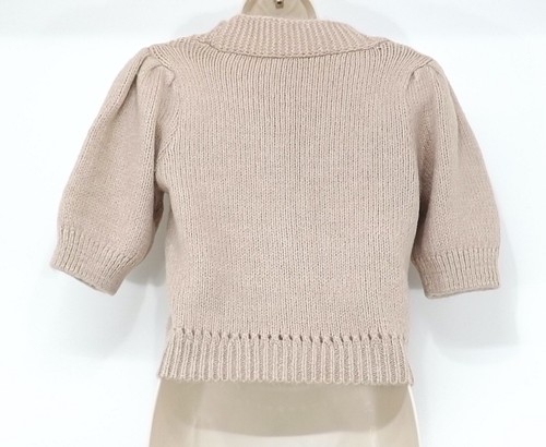 Soft Thin Chunky Knit Classic Style Women's Pink Cropped V-Neck Cardigan UK 8 - Picture 3 of 4