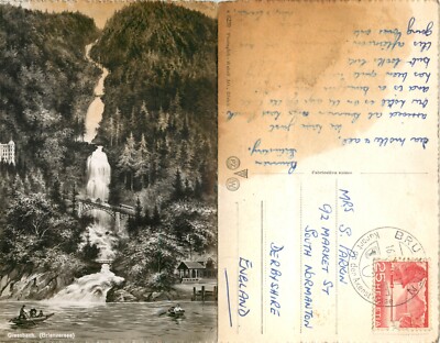 s18071 Giessbach Wasserfall, Brienzersee, Schweiz RP Postkarte 1951 Stempel