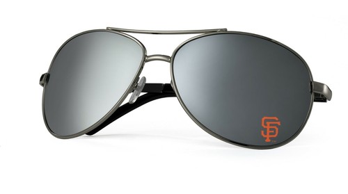MLB Licensed Silver Mirrored Team Logo Aviator Sunglasses - Picture 21 of 24